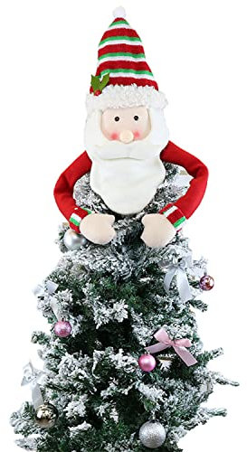 Santa Christmas Tree Topper Xmas Tree Doll Decorations Santa Claus Snowman Reindeer Tree Top Hugger Novelty Xmas Decor Ornaments Party Decor for Xmas Tree Home Fireplace Table Ornaments Decorations