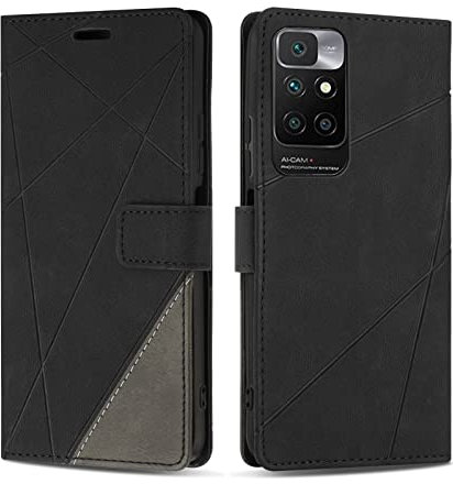 SONWO Etui Coque pour Xiaomi Redmi 10 (2021/2022), Protection Housse en Cuir PU Portefeuille Livre pour Xiaomi Redmi 10 (2021/2022), Emplacements Cartes, Fonction Support, Noir