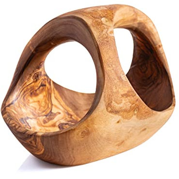 Darido Handgefertigte rustikale Holzschale aus Olivenholz 27x18x20 cm – Obstschale mit drei Griffen für Eingangsbereich, Obstkorb, Aufbewahrungskorb, Dekoschale, Badaccessoire