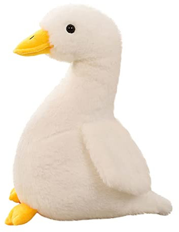BYNYXI 40cm Stofftier Ente, Plüsch Ente Kuscheltier Große Ente Gelb Weiß Sitzende Ente Kissen Puppe Weiches Umarmungskissen Ente Plüschtier Cartoon Ente Ostern Dekokissen Spielzeug Kinder Geschenke