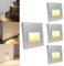 Arotelicht 4er LED Treppenlicht Treppenbeleuchtung für innen Wandeinbauleuchte Treppenleuchte Silber Warmweiß für 60mm Schalterdosen Stufenlicht Beleuchtung, 85 x 85mm, eckig für Treppen