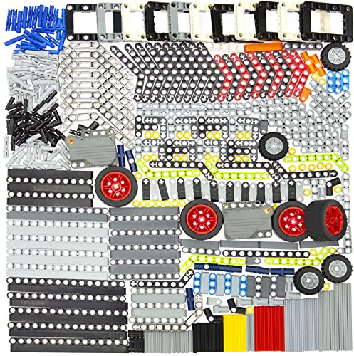 Habow 415 Pièces Technic - Axle-Pin-Connector Pullback Motor Compatible avec Marques de Blocs de Construction Grand Public, Beam Frame Liftarm Bush Roues Pneus etc. Pièces MOC