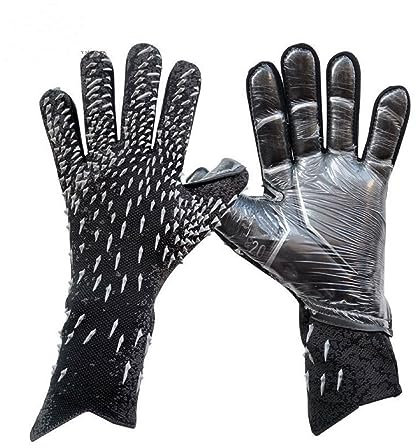 KOOMAL Football Goalkeeper Gloves, Latex Super Grip Full Finger Hand Protection for Training and Play, Size 6/7/8/9/10 (Size 10, Black)