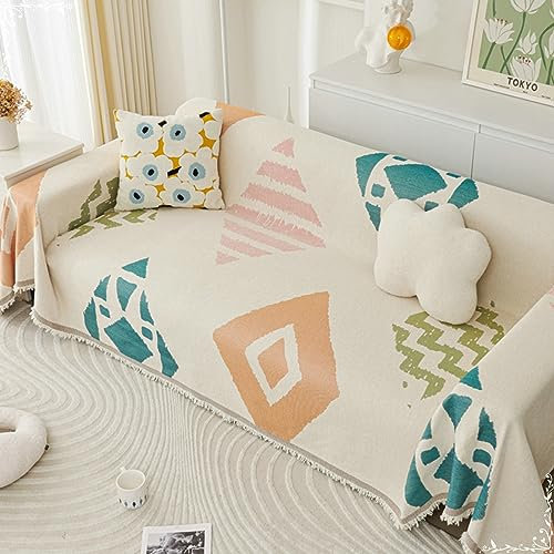 Gualiy Sofa Überzug 180x260cm, mit Geometrisch Muster Couch Überzug 2 Sitzer Sofahusse Kratzfest Bunt Couchbezug für Schlafzimmer