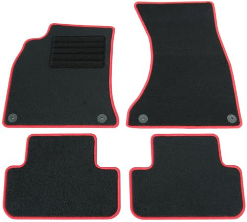 AD Tuning HG12762-ROT Fußmatten Set (4teilig) Schwarz Rot Autoteppiche Matten