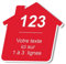 Plaque gravée personnalisée autocollante pour nom et numéro de boîte aux lettres en forme de maison design - rouge - format 8x8 cm