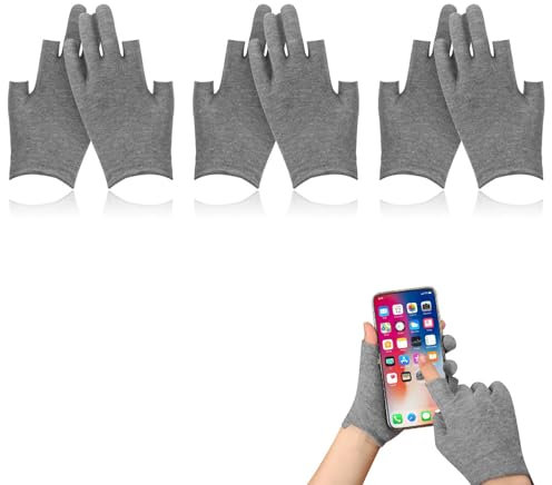 Lilbitty 3 Paar Baumwollhandschuhe für trockene Hände, Feuchtigkeitshandschuhe für trockene Hände feuchtigkeitsspendende Handschuhe über Nacht Baumwollhandschuhe, grau