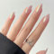 JUSTOTRY 24 Pcs Chrome Almond Short False Nails,Solid Press on Nails Pattern,Glossy Pink Fake Nails Short,Mirror Oval French Medium Stick on Nail for Women and Teens Nail Art