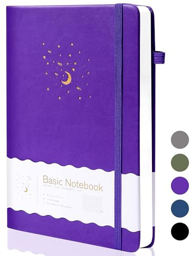 CAGIE Journal Notizbuch A5 Liniert 196 Seiten (98 Blatt) Hardcover Notizbücher Bullet Journal für Erwachsene, mit Elastisches Verschlussband, Lila