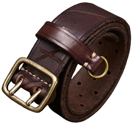 AKAFKKPYXSD Vintage Gürtel Aus Rindsleder Mode Double Claw Design Schnalle Handgefertigt Klassischer Western-Stil Verstellbarer Freizeit Jeans Gürtel(125cm/waist:43, Coffee)