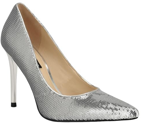 Nine West Damen Fresh Pumps, Silver Sequin 040, 42 EU