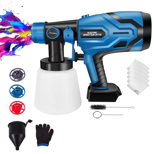 WEIWAN Pistolet à Peinture sans Fil, Pulvérisateur de Peinture sans Fil, Moteur sans balais, 21V, Pulvérisateur Peinture Électrique 600ml/min, Compatible avec Makkiita 18V (Outil Uniquement)