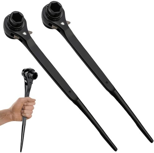 BAIFULAI Llave de andamio de 2 unidades, Llave Ajustable de 19/22 mm, conmutable a la derecha/izquierda de CR-V, carraca para andamios con fosfatado negro resistente a la corrosión