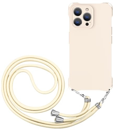 CAROKI Crossbody iPhone 14 Pro Max Case, Lanyard Protective Liquid Silicone Case with Adjustable Length Detachable Lanyard Rope Shockproof Hands-Free Phone Cover for iPhone 14 Pro Max 6.7-White