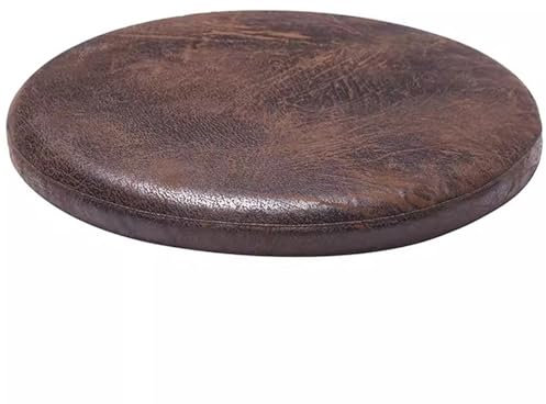 MOODMUSE Rundes Stuhlkissen,Runde Sitzkissen,Leder-Sitzpolster for Runde Stühle,4 cm Dickes Stuhlkissen Aus Memory-Schaum(Black Brown,35cm)