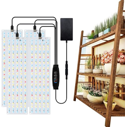 Tivekeo 4 Stück LED Pflanzenleuchte Vollspektrum,Pflanzenlicht 540 LEDs 10 Helligkeitsstufen 3/9/12H Zeitschaltuhr, mit 16 Kabelbinder 8 Doppelseitige Aufkleber für Gewächshaus, Zimmerpflanzen