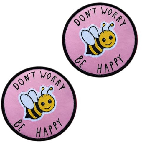 2 Stück DON'T WORRY BE HAPPY Lustiger Flagge Patch Stickerei Taktische Abzeichen Aufnäher mit Stickerei Militär Patch Applikation für Kleidung Rucksäcke Jacke Jeans Taschen Weste