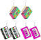 LunarCharm 3 Paar 80er 90er Neon-Ohrringe für Frauen, große Retro-Kassettenband-förmigen, Acryl-Hängeohrringe für 80er-Kostüm-Outfits, party-Accessoires
