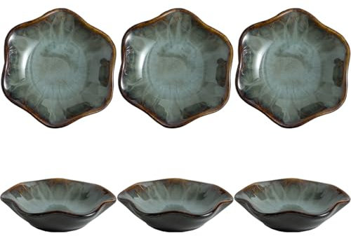 6PCS Dipping Bowls,Ceramic Small Bowls For Dips,Ceramic Bowl Durable and Long-lasting,Ceramic Bowl Set-Snack Bowls,Sauce Dish,Dip Bowls,Snack & Dip Bowls,Small Bowl 10*2.5cm/3.94*0.98in(Vintage Green)