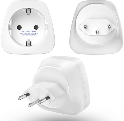 [3 Stück] Europa auf Schweiz Steckeradapter, HITRENDS EU auf CH Adapter, Deutscher Steckdosenadapter, EU/CH/DE Reisestecke, Reiseadapter Schweiz, Stecker Schuko Steckdose mit Typ J Form, Weiß.