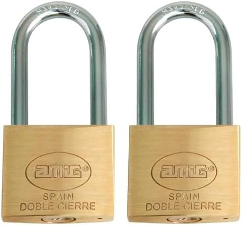 Amig - Cadenas de Sécurité | Laiton et Arceau en Acier | Comprend 2 Clés | Largeur 50 mm | Idéal pour les Casiers de Salle de Sport, les Portes, les Placards, les Valises et les Sacs à dos (Lot de 2)