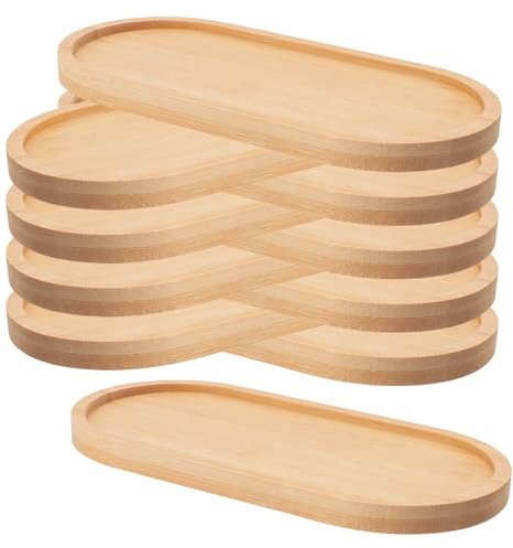 SEUICYNE 10 Stück Bambus Tablett Klein, 16.7 x 8 cm Ovale Holztablett Kleine, Deko Tablett Holz Bambus Serviertablett für Tee, Kaffee, Kuchen