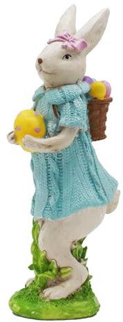 Irayin Conejos de Pascua Decoracion, Estatuas de Conejito Pascua, Estatua de Conejo de Resina con Huevos de Colores, Conejos Pascua de Figuras para Salón, Escritorio, Oficina - Azul