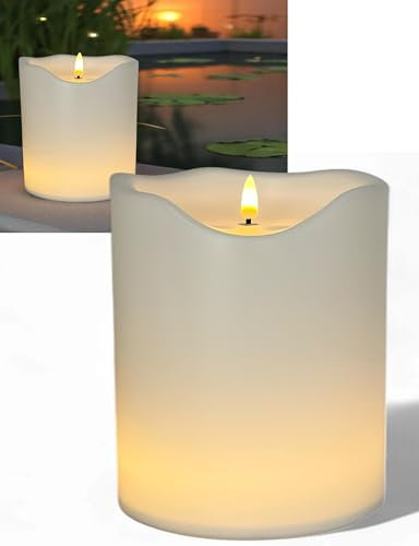 XXL Outdoor LED Kerzen 3er Set – Flackerlicht mit 3D-Effekt, IP44 wetterfest, warmweiß, Timer 6h/18h – Batteriebetrieb – 20/30/40 cm – Deko Garten & Terrasse (20cm groß, 20x16cm - Indoor/Outdoor)