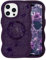 L-FADNUT Cover magnetica per iPhone 15 Pro Max, bella custodia protettiva ondulata e riccia con motivo floreale, cover trasparente opaca per iPhone 15 Pro Max, viola scuro