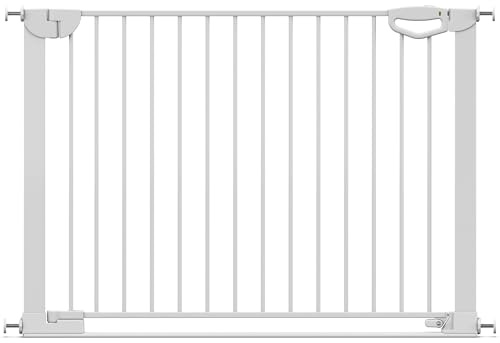 Geuther Türschutzgitter Easylock Flatstep Weiß I Treppenschutzgitter zum Klemmen oder Bohren I Breite 111-118 cm I Türschutz für Ihr Baby & Haustier I Kinderschutzgitter beidseitig öffnend