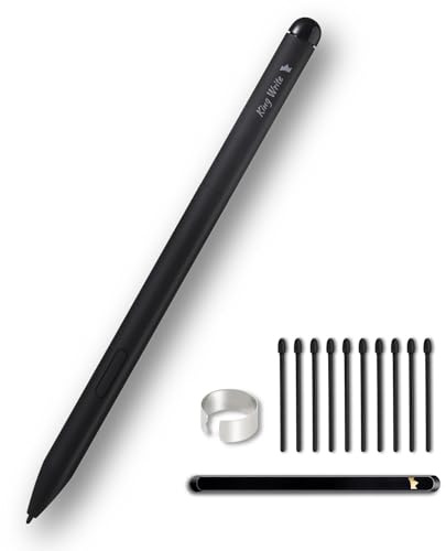 King Write MR05 EMR Stylus Pen for Kindle Scribe & Remarkable 2, Black | Battery-free EMR stylus with digital eraser, 4096 pressure levels, palm rejection and 10 replacement tips.