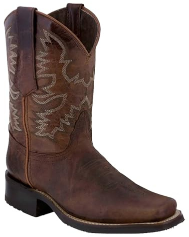 Stivali da cowboyst, da uomo, in pelle, vintage, da motociclista, da equitazione, da cowboy, da donna, stile gotico, per autunno e inverno, marrone, 44 EU