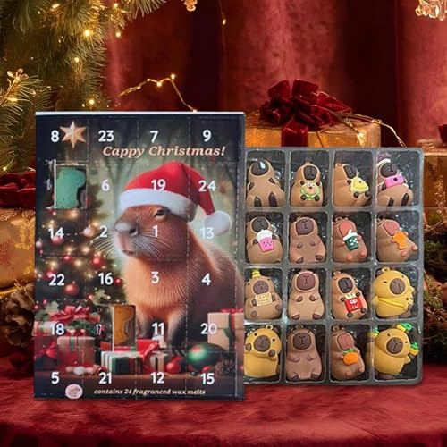 Capybara Adventskalender 2025-2025 Weihnachtskalender, Weihnachts Countdown Kalender Mit 24 Stück Capybara Miniaturpuppe, Cute 3DCapybara Figurines Weihnachtskalender Für Junge Mädchen Kinder