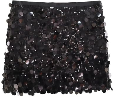 Glitzer Rock Kinder Glitzerrock Mädchen Pailletten Rock Elastischer Bund Funkelnde Glitzer Plissee Skorts mit Futter für Kinder Tanz Prinzessinnen Silber