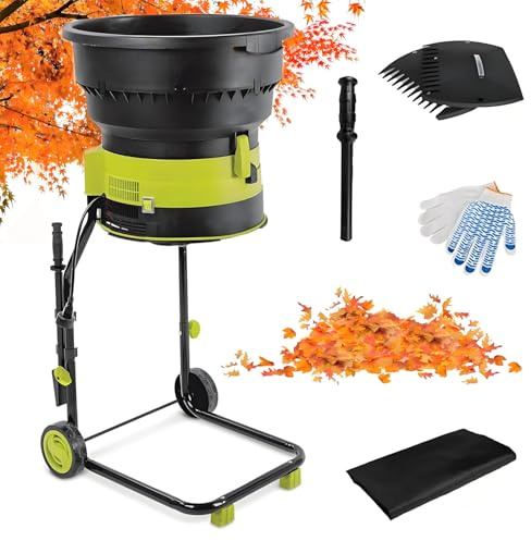 QuinteZhenTially 8000 Giri/Min Biotrituratore Cippatore Foglie,Trituratore Elettrico Foglie 2500 W con Ruote,Design Senza Lame,Macchina Compostaggio,per Foglie,Erba,Sfalci Giardino 10mpowercord