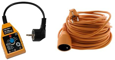 Zenitech - Multimetrix Testeur de Prise et Disjoncteur Différentiel 230V avec Détection Phase Terre Neutre + Prolongateur Jardin 16A HO5VV-F 3G1,5mm² 25m 2P+Terre - Orange