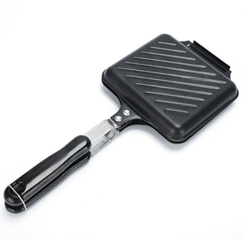 Sandwichmaker,Tragbar Aluminium Camping Doppelseitig Toaster Kontaktgrill Antihaftbeschichtet Waffeleisen Grillpfanne Platten mit Isolierte Handgriffe für Frühstück Braten Eiern Omelette Brot Speck