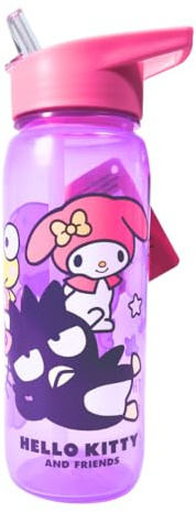 My sweety pop Hello Kitty Trinkflasche, 600 ml, für Kinder, Sportflasche | BPA-frei, Kawaii-Rosen-Design, ideal und für die Freizeit, aus hochwertigem Kunststoff, robust