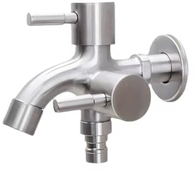 Getdoublerich Water Tap, Multifunctional Washing Machine Faucet Inlet 2 Outlets Double In Two Out, Brass Splitter Adapter Connector
