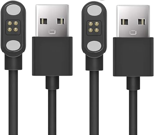 Compatible for GREYOLK Bone Conduction Headphones Charging Cable, Lamshaw 4 Pin Magnetic USB Charging Cable Replacement Chargers Cord Compatible for GREYOLK V5 Bone Conduction Headphones (Black+Black)