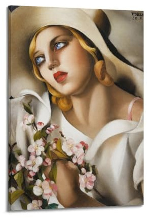 Surrealism Wall Art Poster, Neutral Luxury Canvas Print for Living Room Bedroom, Inspired by Tamara De Lempicka The Straw Hat 16x24inch(40x60cm)