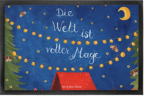Mr. & Mrs. Panda Gummimatte Die Welt ist voller Magie 40 x 60 cm - Geschenk, Bodenvorleger, Abenteuer, Schmutzfänger, fußmatte, Schmutzfangmatte, Fußabtreter