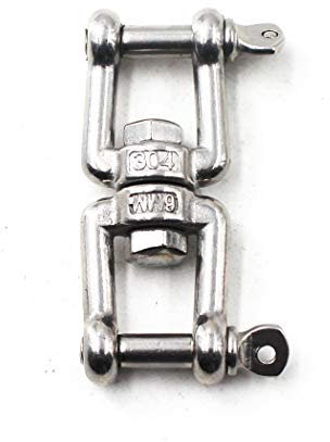 Flomore M12 - Connettori girevoli a doppio grillo in acciaio inox 304 per catena di ancoraggio per barche (confezione da 1)
