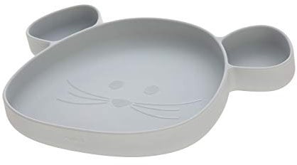 LÄSSIG Assiette en silicone pour enfants/Little Chums Souris gris