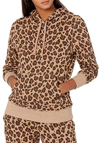 Amazon Essentials Felpa con Cappuccio in Pile vestibilità Regular (Taglie Forti Disponibili) Donna, Cammello Leopardata, S