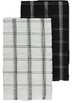 beSunshine 1x To 12x Pack Pure Cotton Jumbo Check Terry Tea Towels Kitchen Towel Dish Cleaning XL (Black-White, 6)