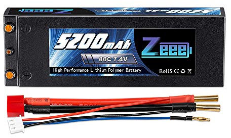 Zeee 2S Lipo Battery 7.4V 5200mAh 80C Hard case Battery with 4.0mm Bullet to Deans T Plug for RC Car RC Truck RC Auto Boot Helicopter LKW Truggy RC Hobby