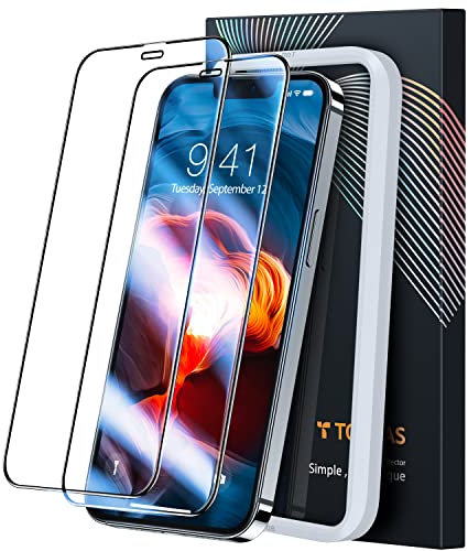 TORRAS Diamant-Schild für iPhone 12 Mini für Panzerglas [Unzerbrechlicher Schutz nach Militätstandard] [Full Screen] aus Deutsches 9H+ Glas, Schutzglas mit Profi-Positionierhilfe, Anti-Kratzer,GlassGo