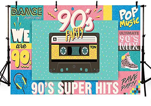 MEHOFOND 2,1 x 1,5 m Hintergrund für 90er Hip-Hop-Party Musik Tanz Disco Retro Geburtstag Fotografie Hintergrund bunt Graffiti Fotoshooting Dekoration Banner Portrait Fotokabine Prop Vinyl