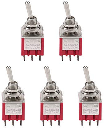 5St. EIN-EIN 2-Positionen-Kippschalter 3PDT 9-polig 6 mm 2A/250VAC 5A/120VAC für Automobil- und Industriesteuerung